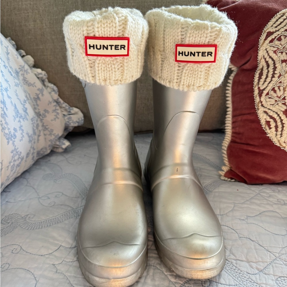 Hunter Metallic Boots with Soft Knit Cuffs